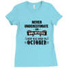 never underestimate an old man who was born in october Ladies Fitted T-Shirt