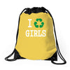 i recycle girls slogan text funny baseball jersey Drawstring Bags