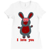 i love you bunny hare rabbit cupid couple kiss fun Ladies Fitted T-Shirt