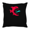 monster fish eats diver Throw Pillow
