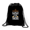 i love you and tacos Drawstring Bags