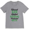 blessed god by spoiled by my husband protected by both V-Neck Tee