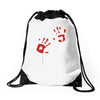 bloody hand print funny zombie kill undead blood horror killer Drawstring Bags
