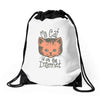 my cat is on the internet Drawstring Bags