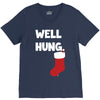 well hung endowed christmas stocking funny V-Neck Tee