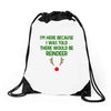 i'm here because i was told there would be reindeer Drawstring Bags