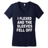 i flexed and the sleeves fell off Women's V-Neck T-Shirt