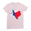 Eroded Texas Map With Flag Ladies Fitted T-Shirt