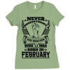 Never Underestimate Dog Rescuer Who Was Born February Ladies Fitted T-Shirt