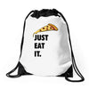 just eat it pizza lover Drawstring Bags