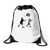 banksy kids play t.v. ball Drawstring Bags
