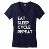 eat sleep cycle repeat Women's V-Neck T-Shirt