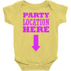party location here Baby Onesie