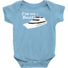 i'm on a boat Baby Bodysuit