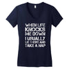 when life knocks me down Women's V-Neck T-Shirt