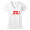 ammo expensive no warning shot funny nra rifle pistol shoot shooting t Women's V-Neck T-Shirt