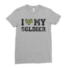 i love my soldier regular camouflage Ladies Fitted T-Shirt