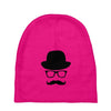 hat wayfarer glasses funny moustache hipster funny geek light tee shir Baby Beanies