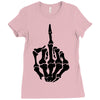middle finger skeleton bone skull grafitti art Ladies Fitted T-Shirt