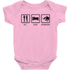 eat sleep snowboard mens black snowboarding t shirt wow Baby Onesie