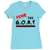 the goat white t shirt greatest of all time basketball baseball footba Ladies Fitted T-Shirt