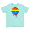 rainbow colored stripes dot running splashes Youth Tee