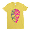 two coloured patterned skull   mens funny Ladies Fitted T-Shirt