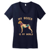 my boxer is my world Women's V-Neck T-Shirt