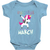 Unicorns are Born in March Dabbing Baby Bodysuit