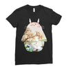 Totoro With Japanese Landscape Ladies Fitted T-Shirt
