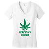 Support Liver Cancer Awareness With A Emerald Cannabis Leaf Women's V-Neck T-Shirt
