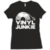 vinyl junkie white logo Ladies Fitted T-Shirt