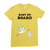 Baby On Board with Stork Ladies Fitted T-Shirt