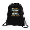 to protect and serve the rich Drawstring Bags