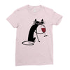 cat and wine Ladies Fitted T-Shirt