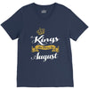 kings are born in august V-Neck Tee
