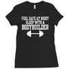 feel safe at night sleep with a bodybuilder funny Ladies Fitted T-Shirt