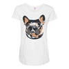 blue and tan frenchie Maternity Scoop Neck T-shirt
