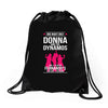 Donna And Dynamos White Letter Drawstring Bags