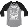 Never Underestimate Dog Rescuer Who Was Born July 3/4 Sleeve Shirt