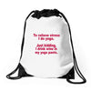 drink wine in ractangle Drawstring Bags