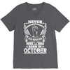 Never Underestimate Dog Rescuer Who Was Born October V-Neck Tee