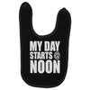 my day starts at noon Baby Bibs