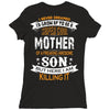 Super Cool Mother Of A Freaking Awesome Son Ladies Fitted T-Shirt