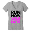 run now wine later Women's V-Neck T-Shirt