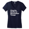 charlie uniform november tango Women's V-Neck T-Shirt