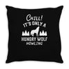 chill hungry wolf Throw Pillow