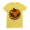 skull pumpkin Ladies Fitted T-Shirt
