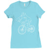 shark riding bicycle bike funny Ladies Fitted T-Shirt