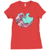 japanese pastel kawaii anime meme surf beach wave Ladies Fitted T-Shirt